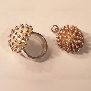 Sterling Silver Set Pendant And Ring